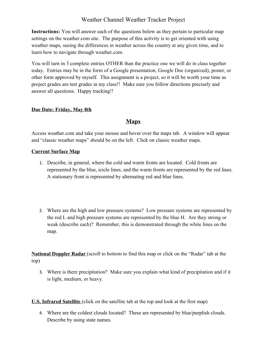 Weather Channel Weather Tracker Project