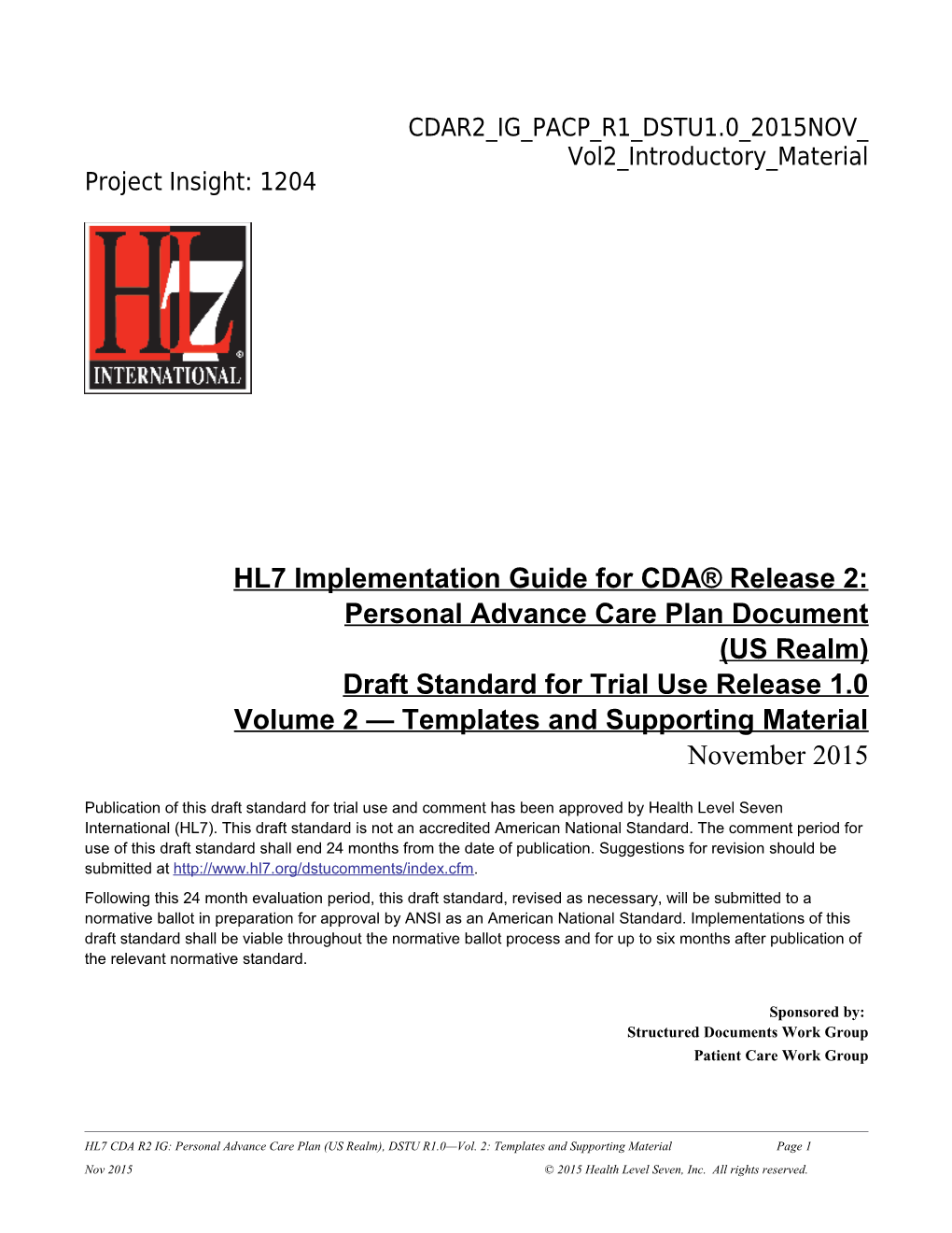 HL7 Implementation Guide for CDA Release 2