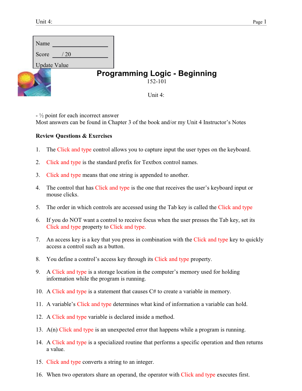 Unit 4: Sequential Processing Page 1