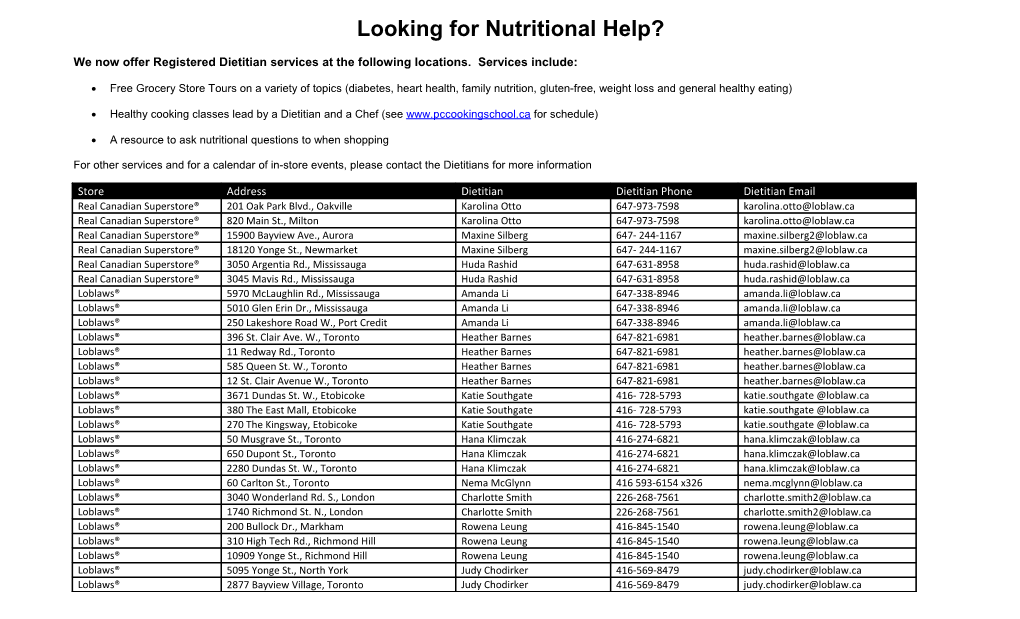Looking for Nutritional Help?