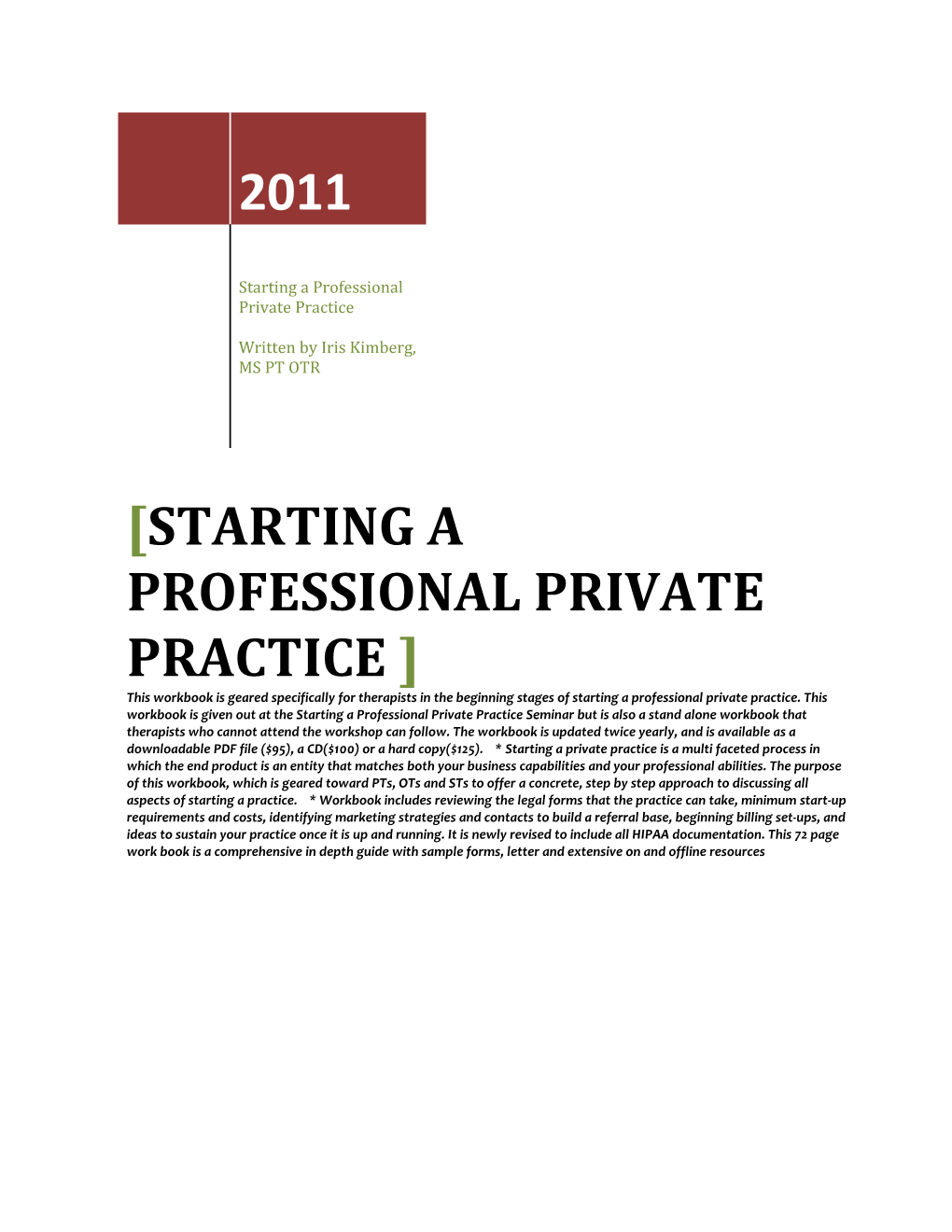 Starting A Professional Private Practice