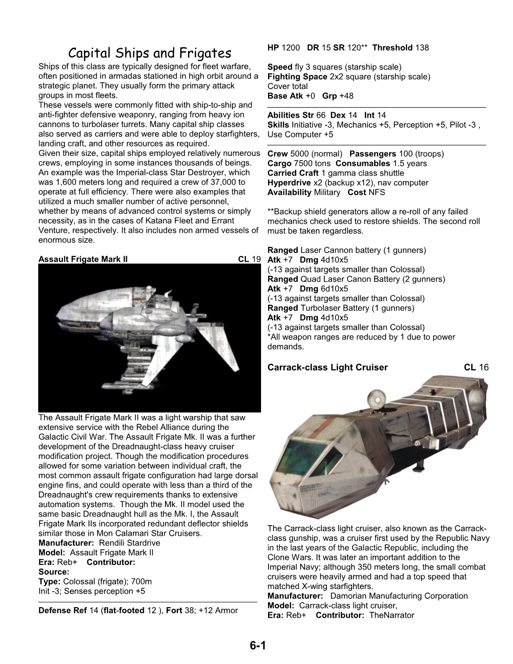 Capital Ships and Frigates