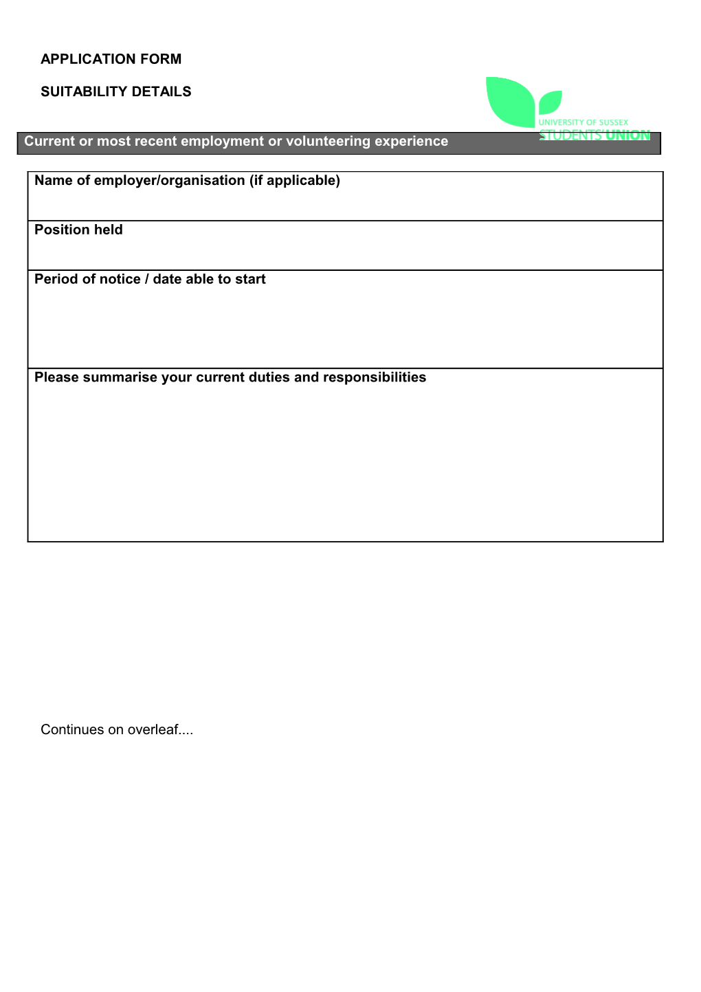 Application Form - Full 1415 s2