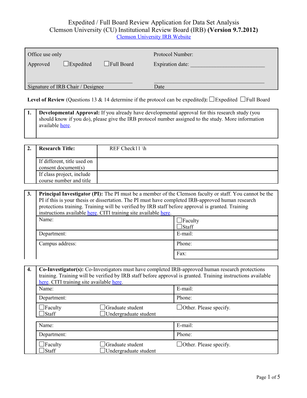 Research Application Form