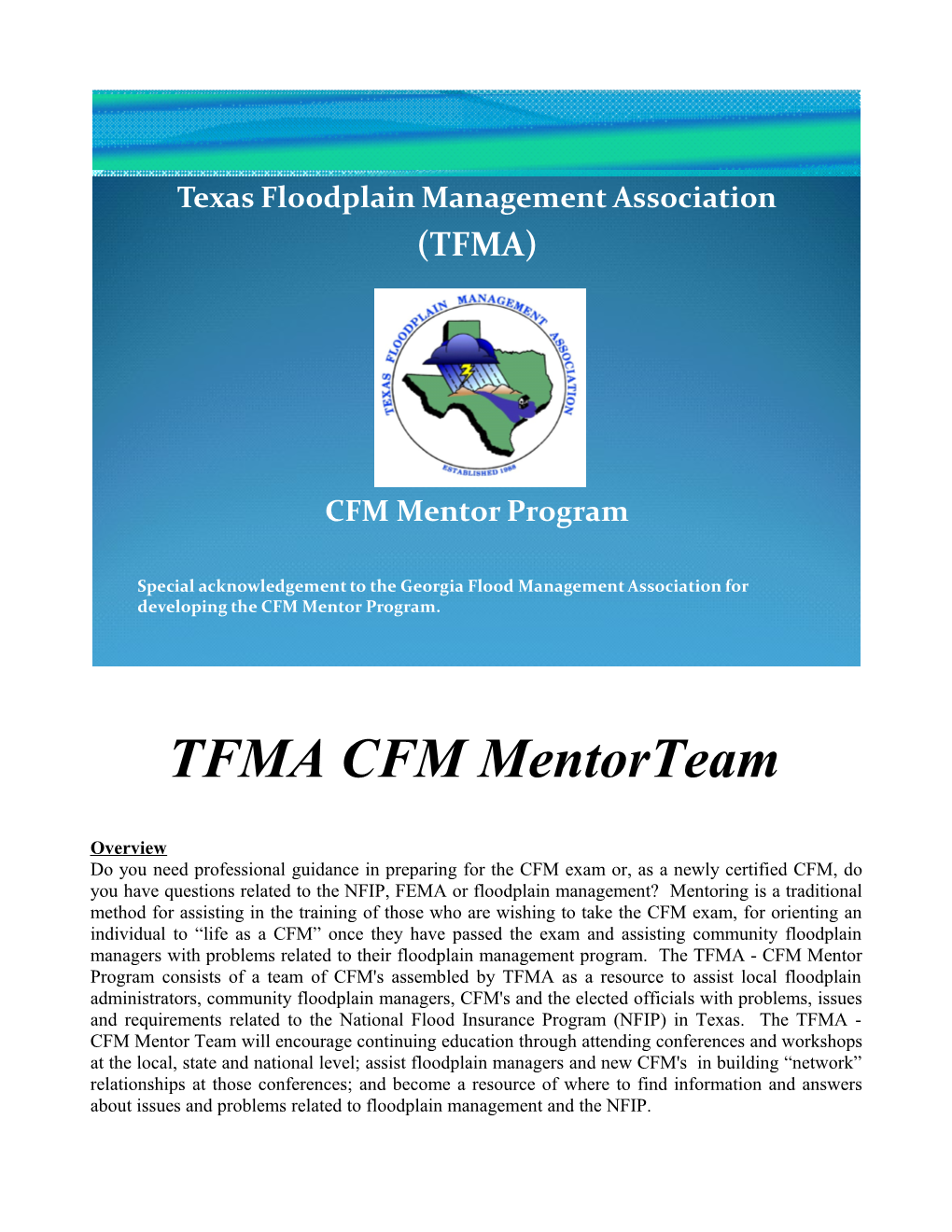 TFMA CFM Mentorteam