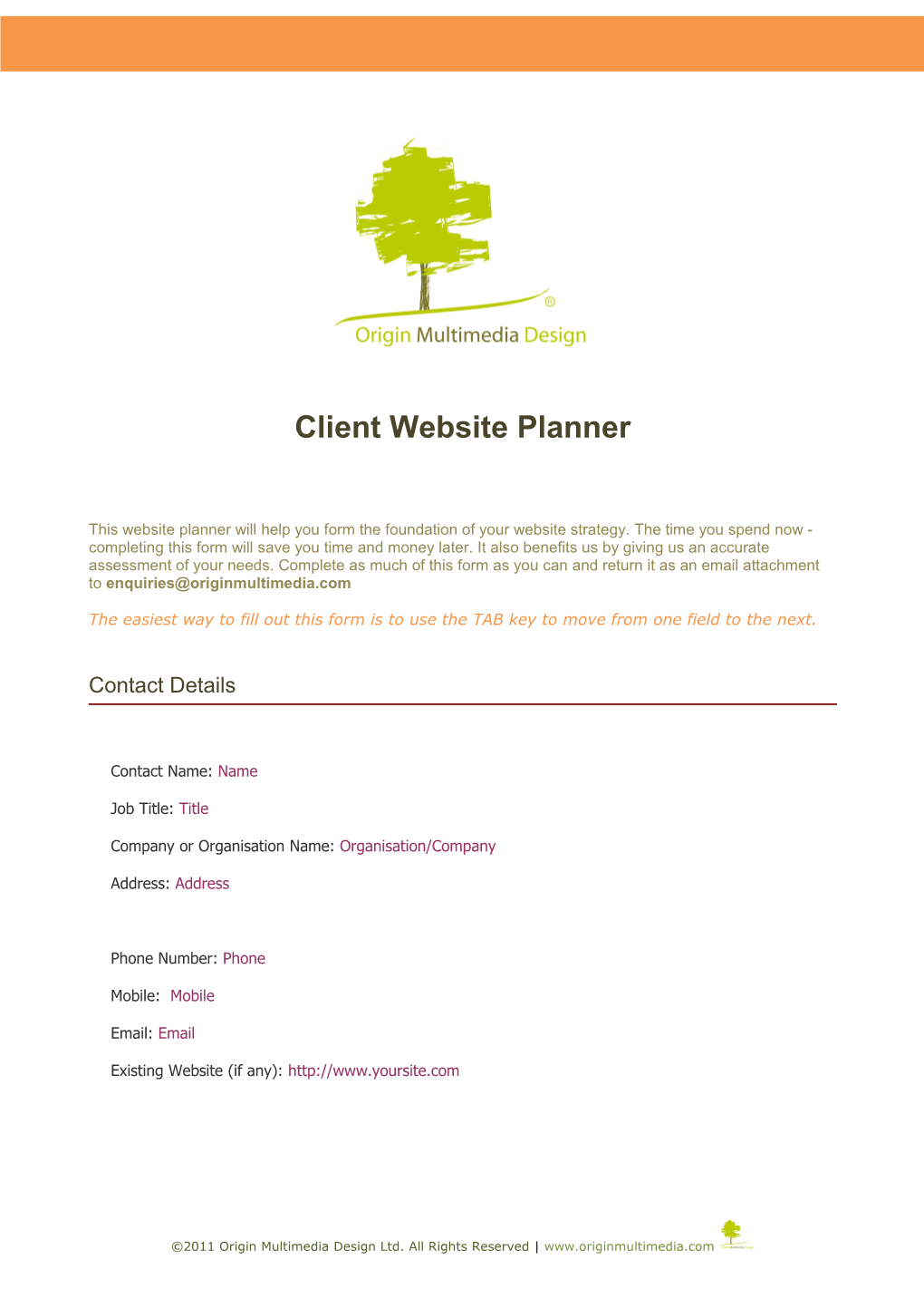 Client Website Planner