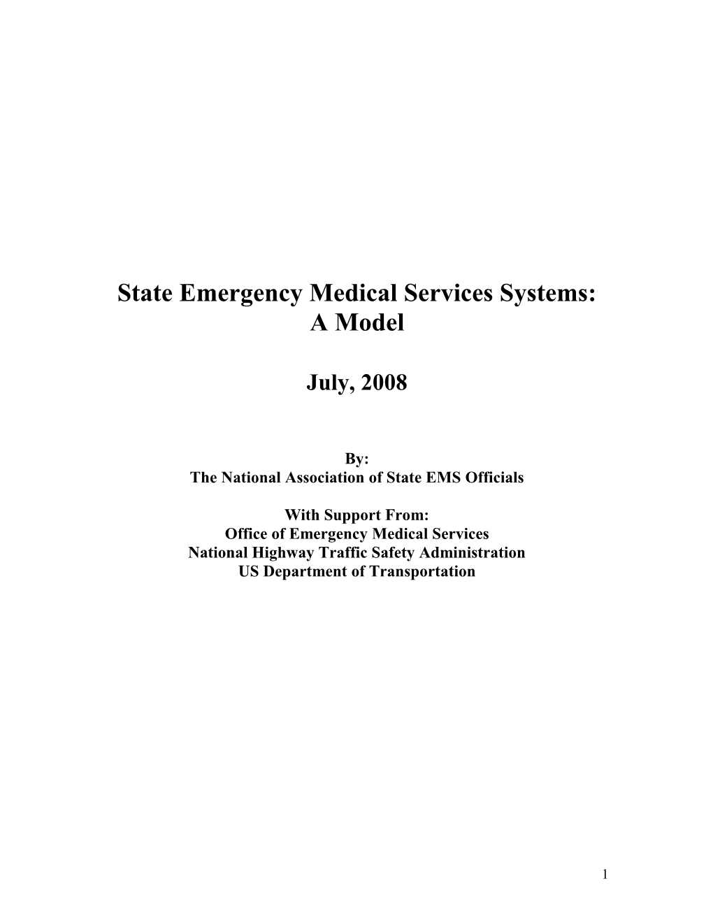 State Emergency Medical Services Systems