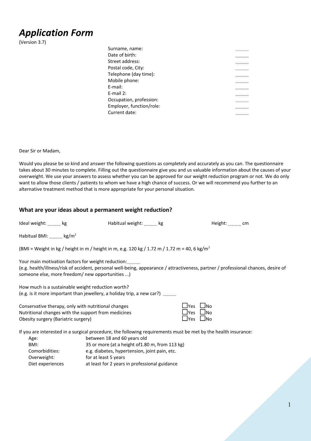 Application Form (Version 3.7)