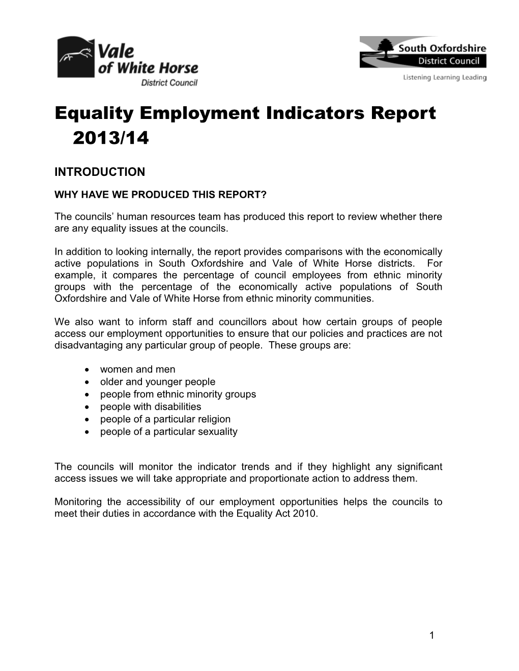 Equality Employment Indicators Report 2013/14