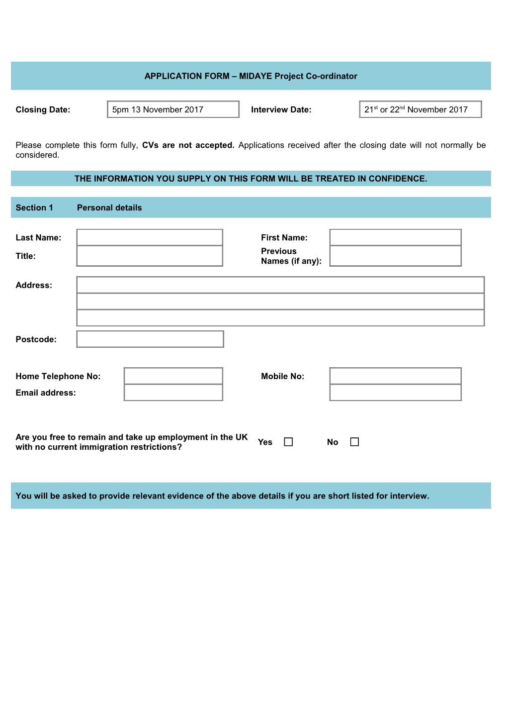 Job Application Form Template s15