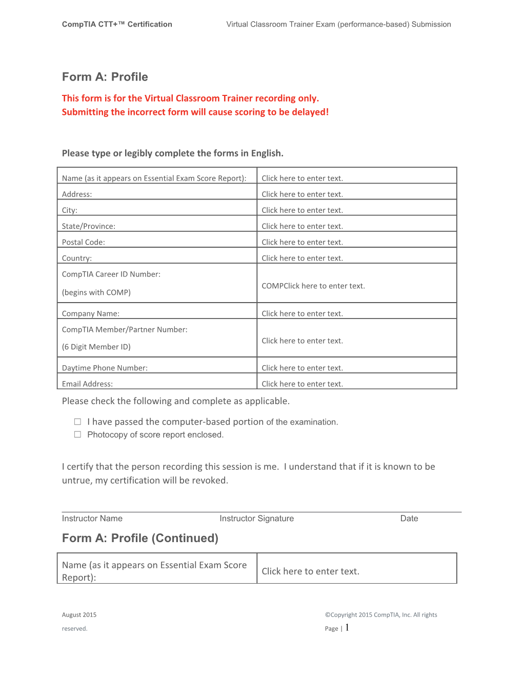 Comptia CTT+ Certification Virtual Classroom Trainer Exam (Performance-Based) Submission