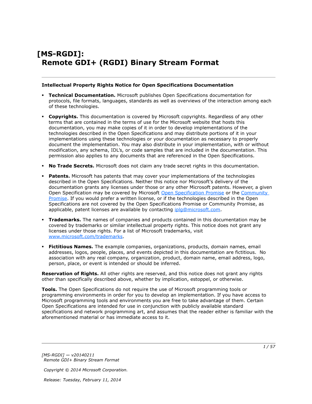 Intellectual Property Rights Notice for Open Specifications Documentation s127