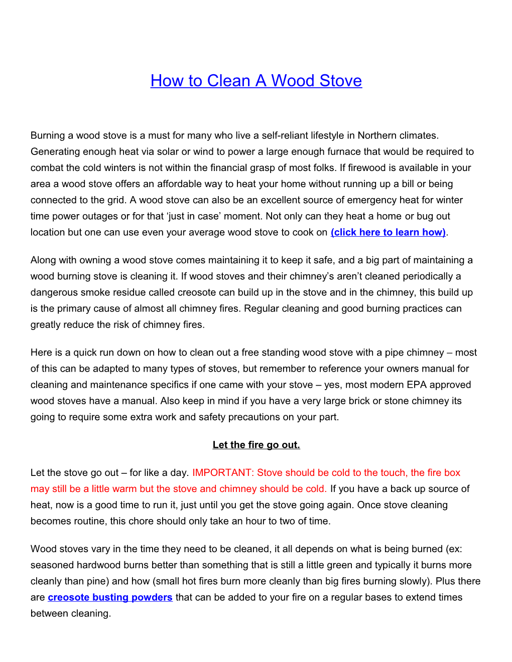 How to Clean a Wood Stove