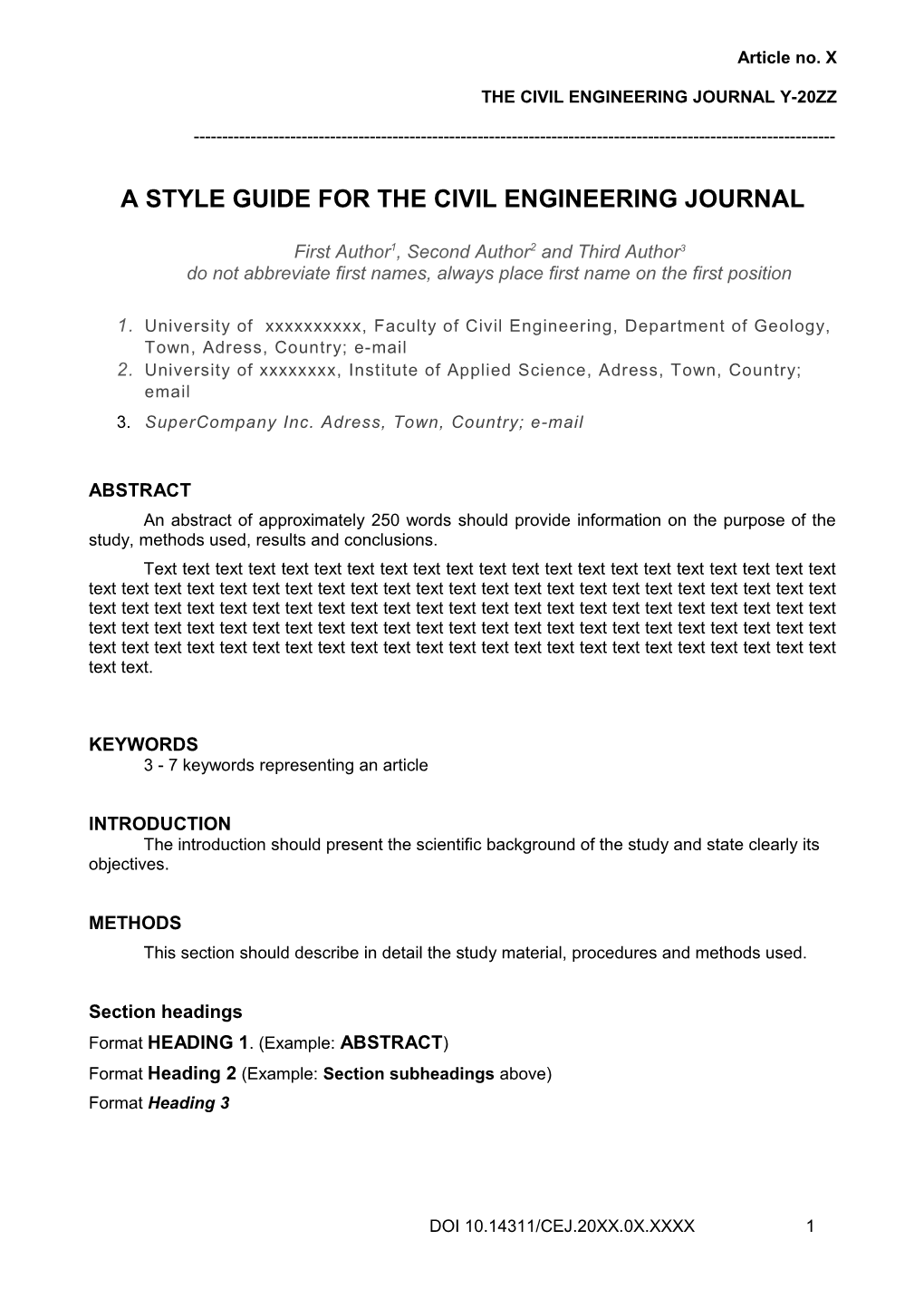 Style Guide for the Civil Engineering Journal