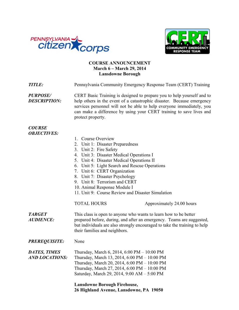 Course Announcement Template