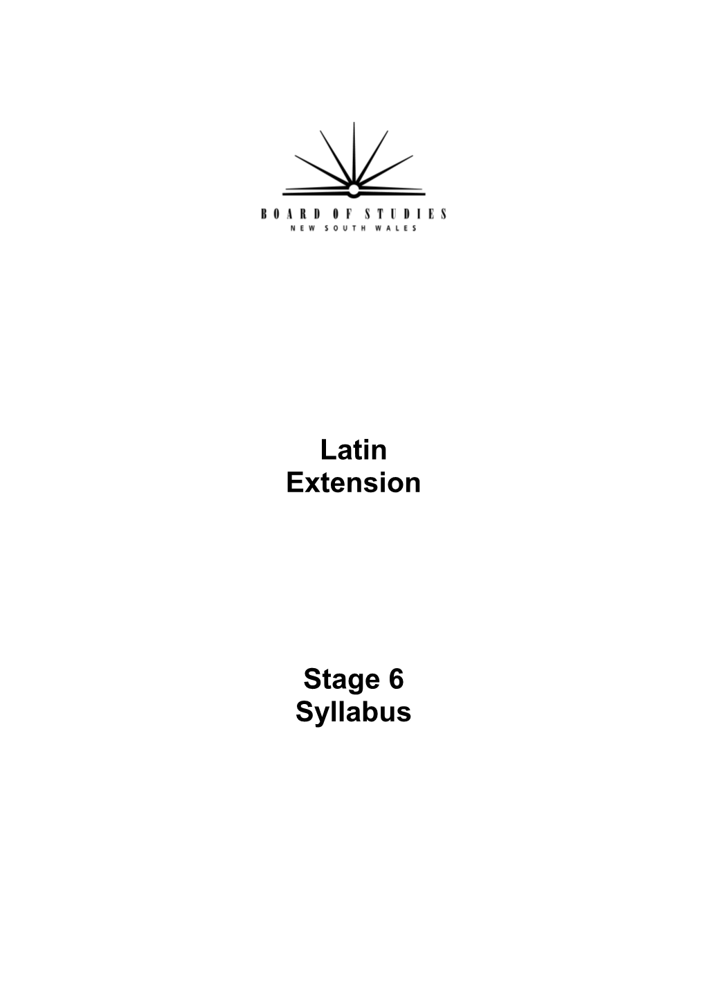 Latin Extension Stage 6 Syllabus