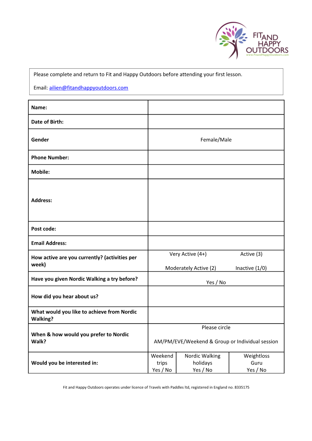 Physical Activity Readiness Questionnaire