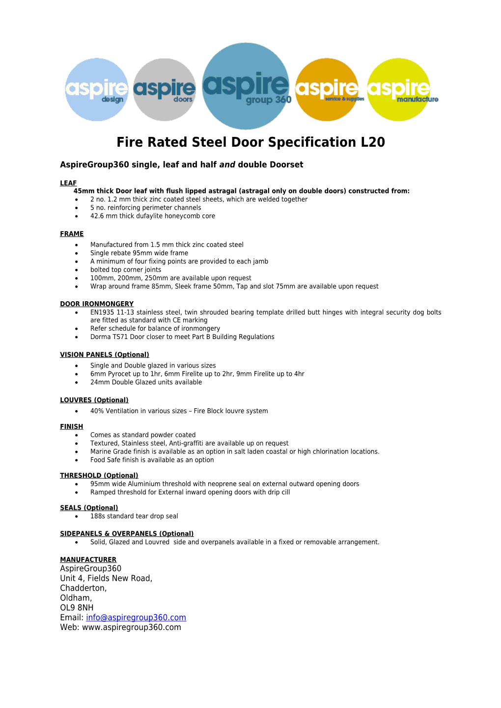 Fire Rated Steel Door Nbs L20