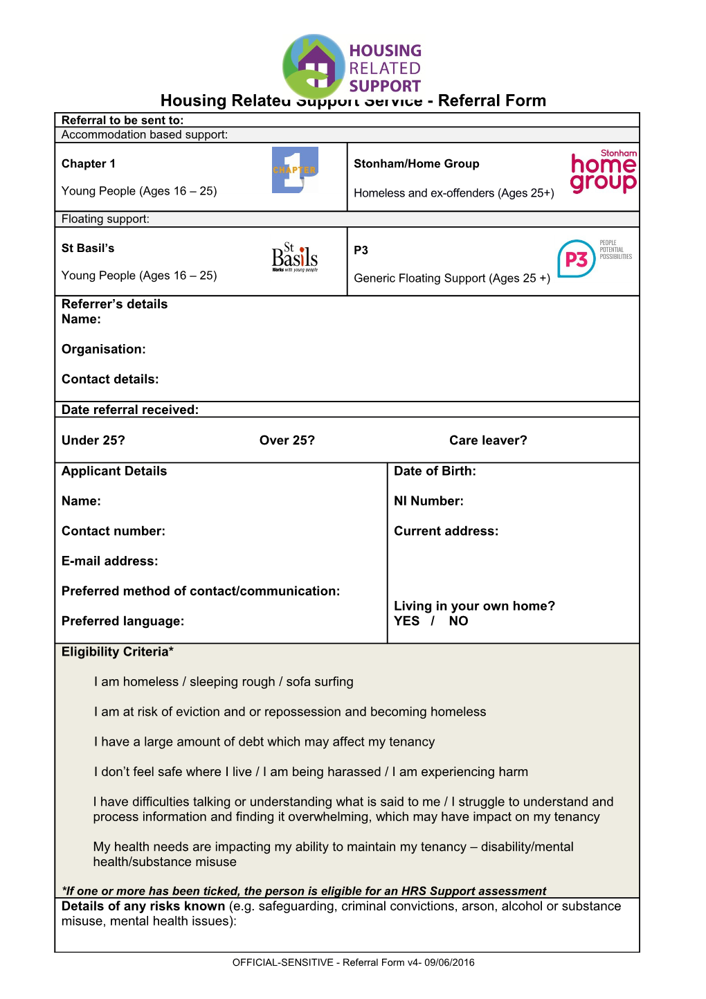 Housing Related Support Service - Referral Form