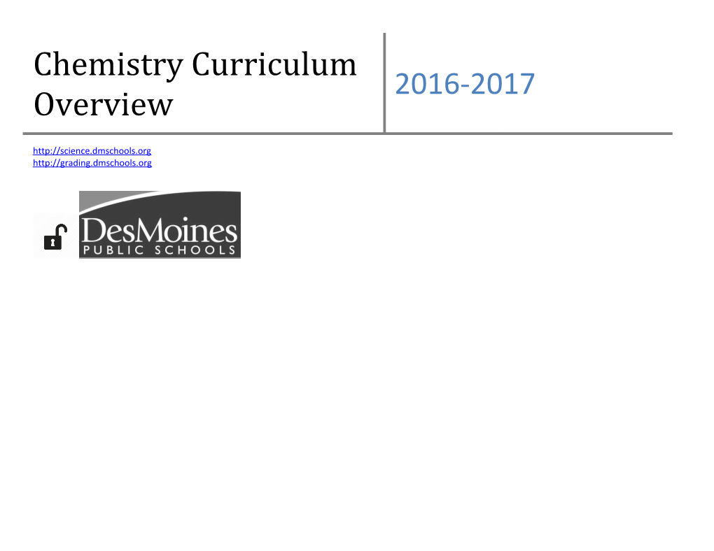 Chemistry Curriculum Overview