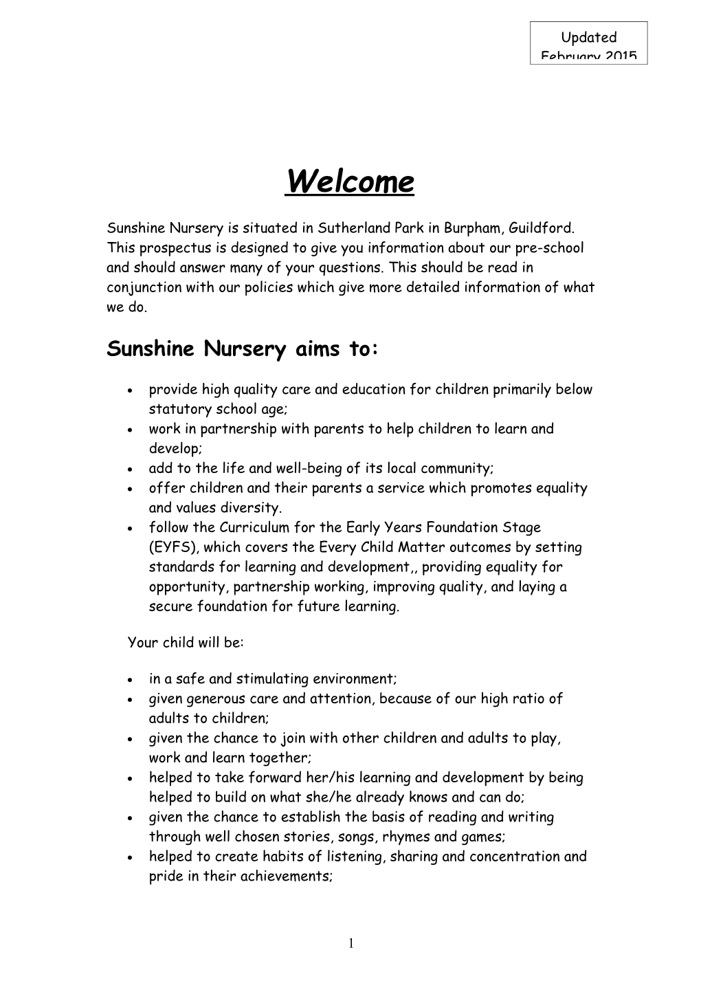 Sunshine Nursery Aims To