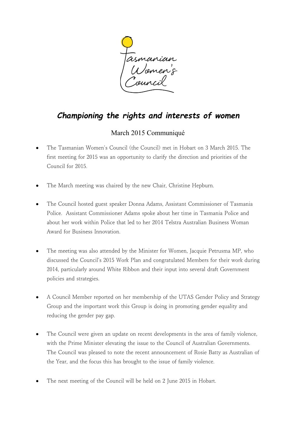 Championing the Rights and Interests of Women