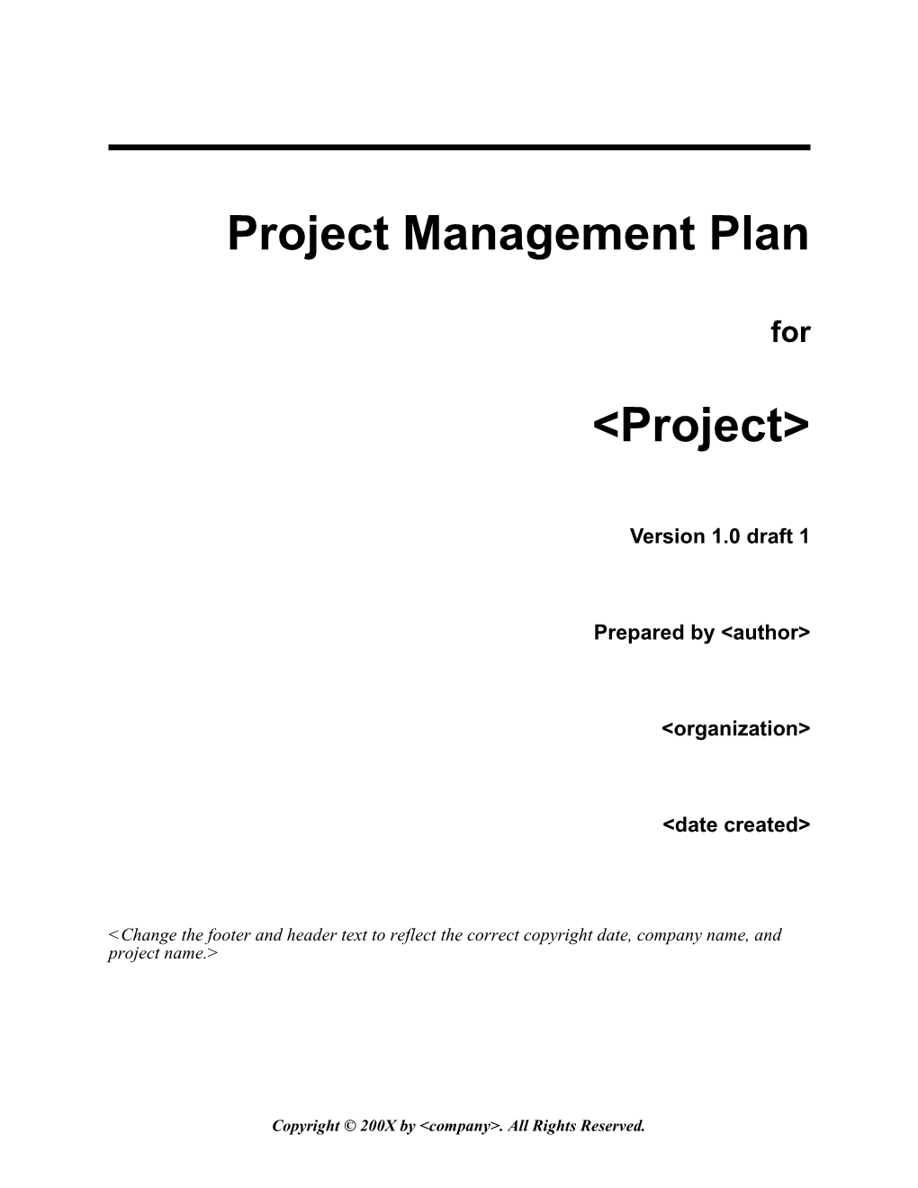 Project Management Plan Template