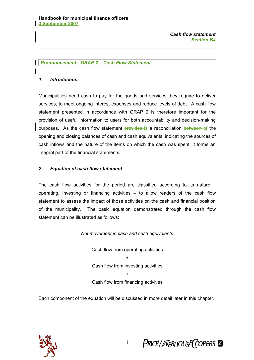 Presentation of Financial Statements (GRAP 1)