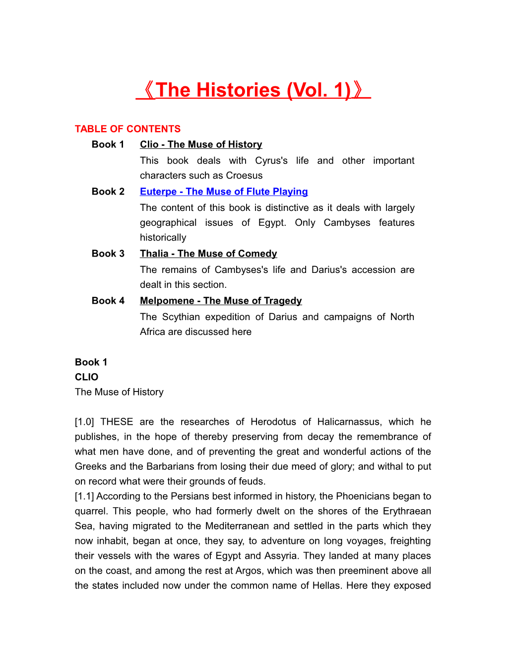 The Histories (Vol. 1)