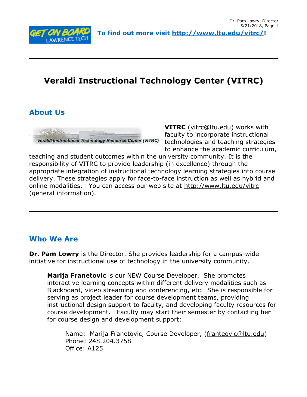 Veraldi Instructional Technology Resource Center (VITRC)