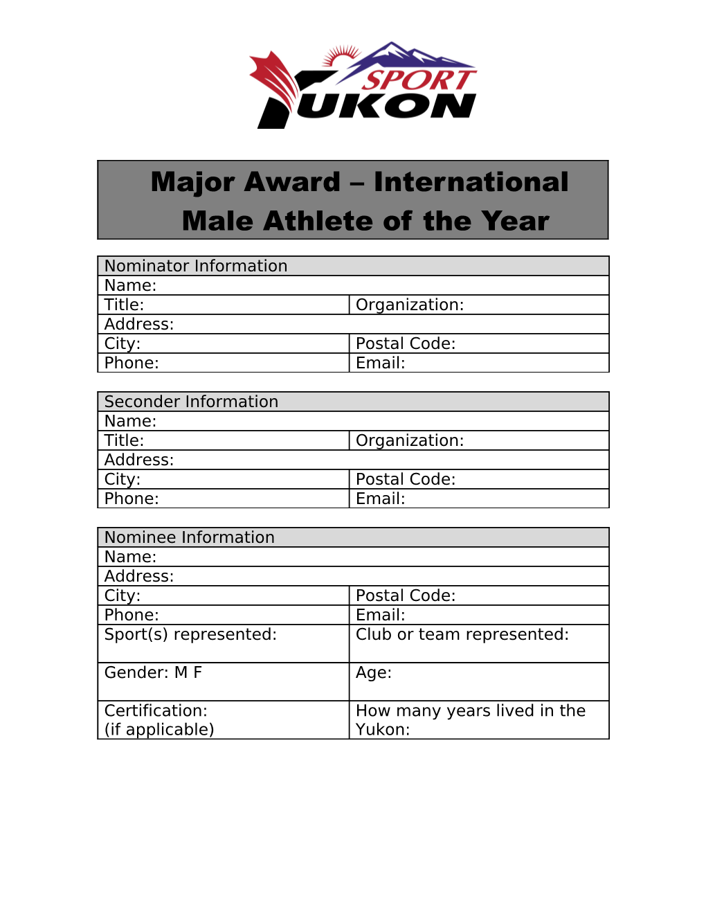 Major Award International Male Athlete of the Year