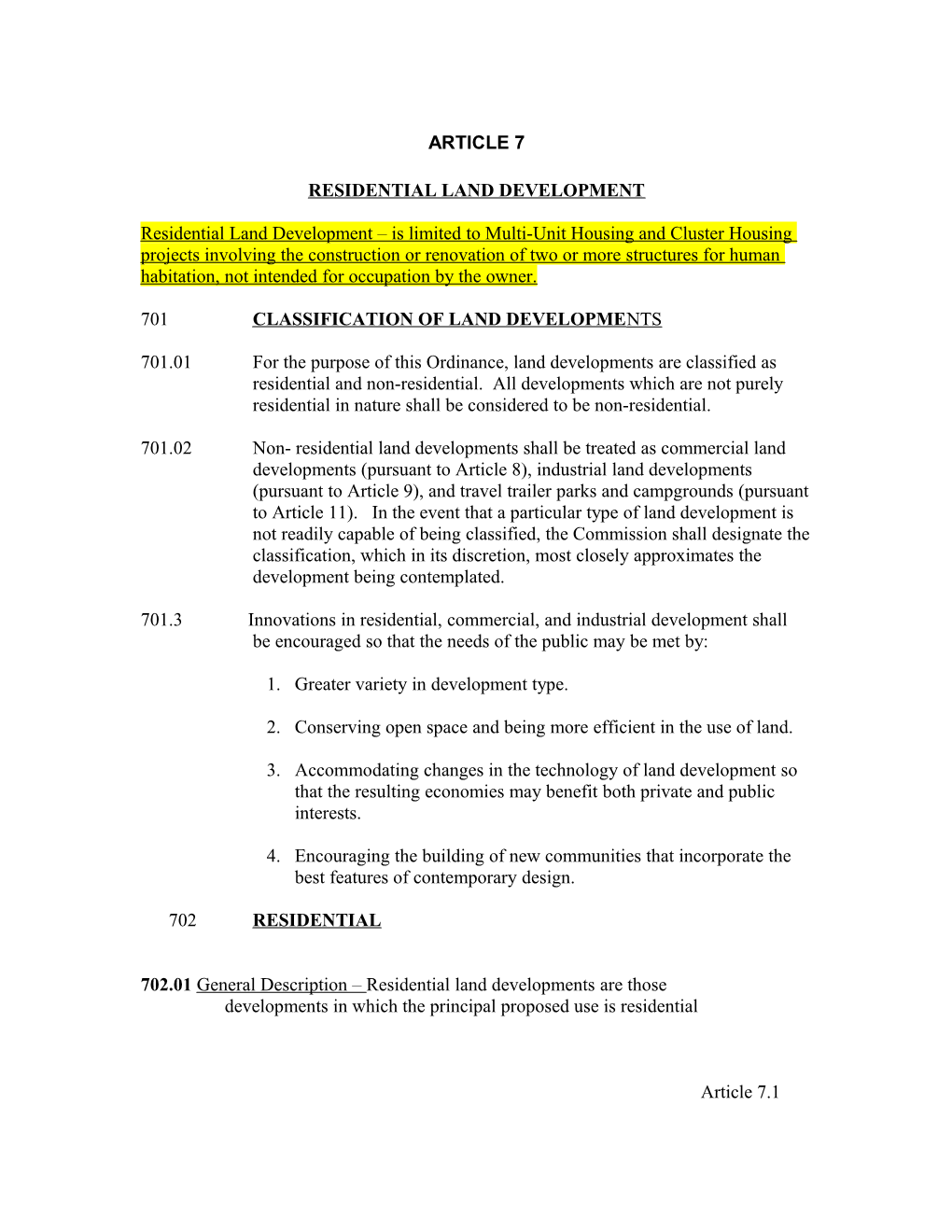 Residential Land Development