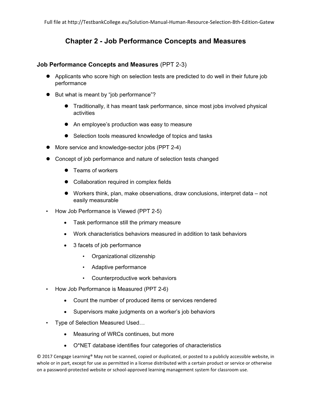 Chapter 2 - Job Performance Concepts and Measures