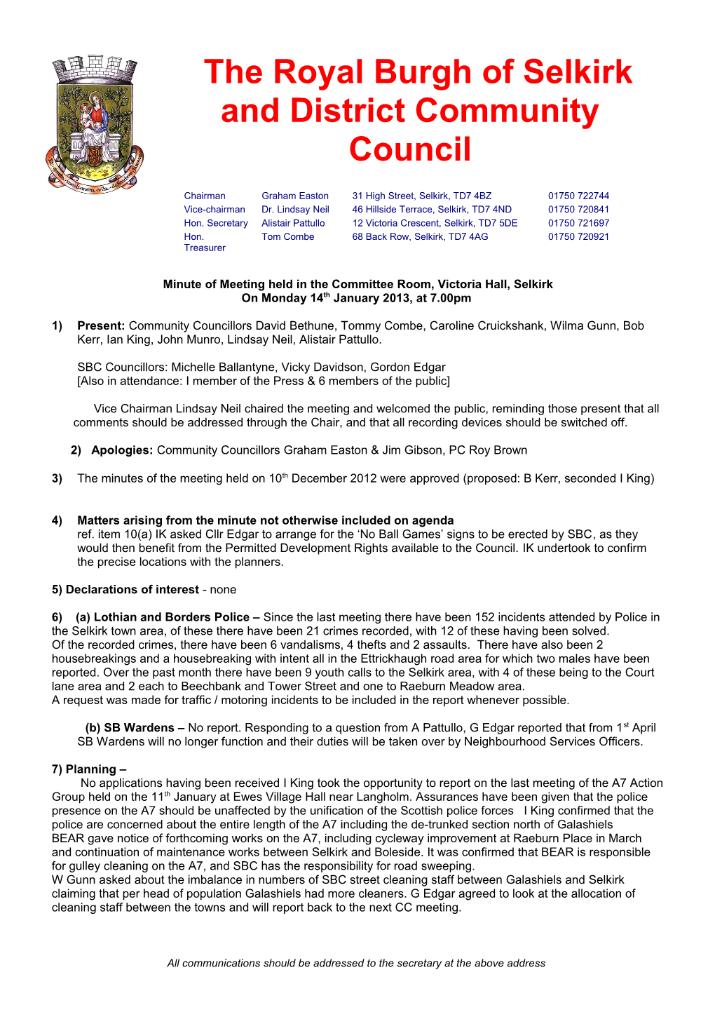 The Royal Burgh of Selkirk and District Community Council s3