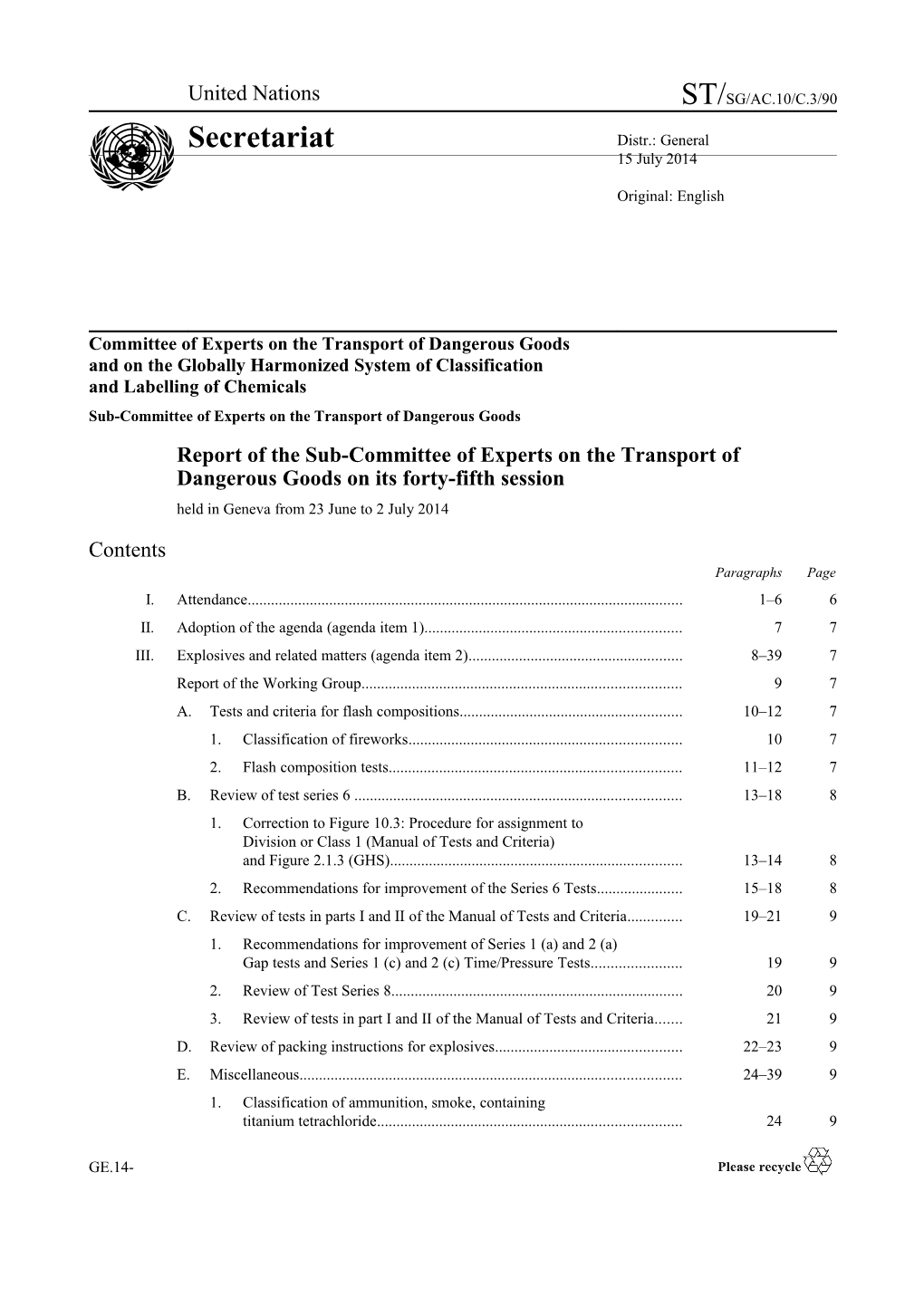 Sub-Committee of Experts on the Transport of Dangerous Goods s7