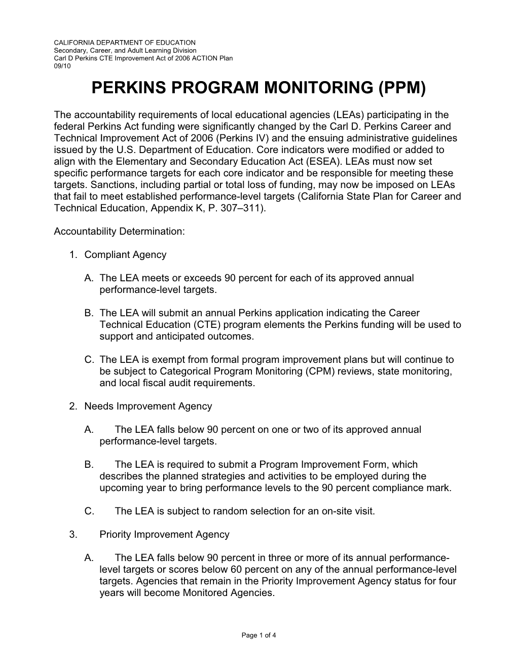 Perkins Program Monitoring (PPM) - Perkins (CA Dept of Education)