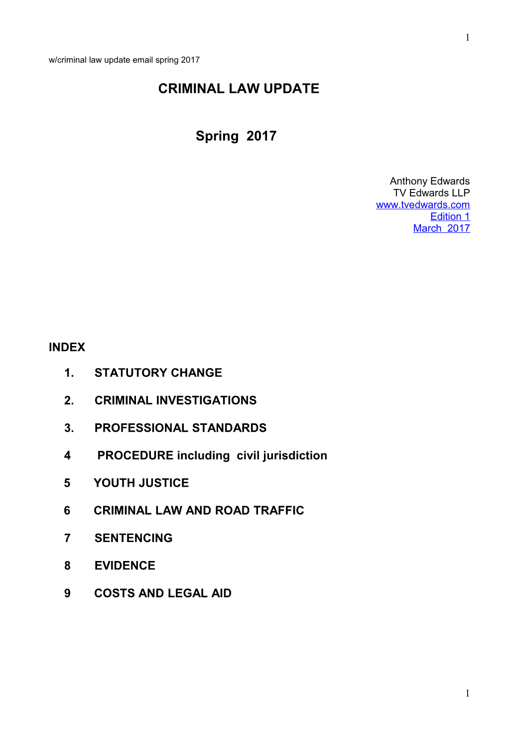 W/Criminal Law Update Email Spring 2017