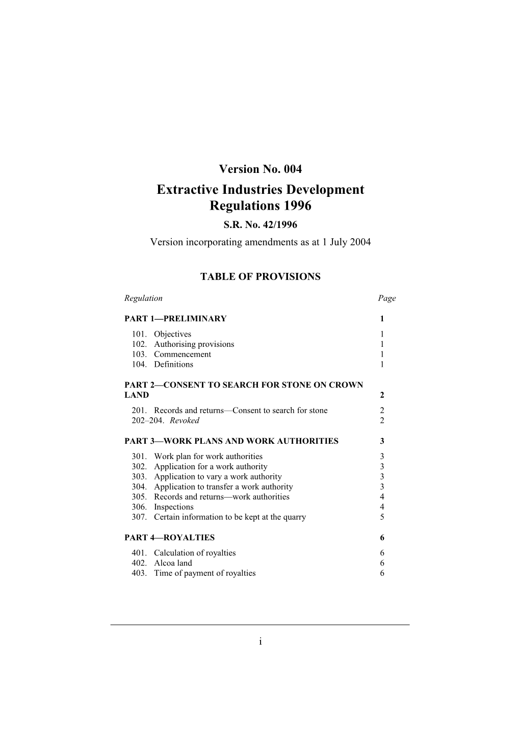 Extractive Industries Development Regulations 1996