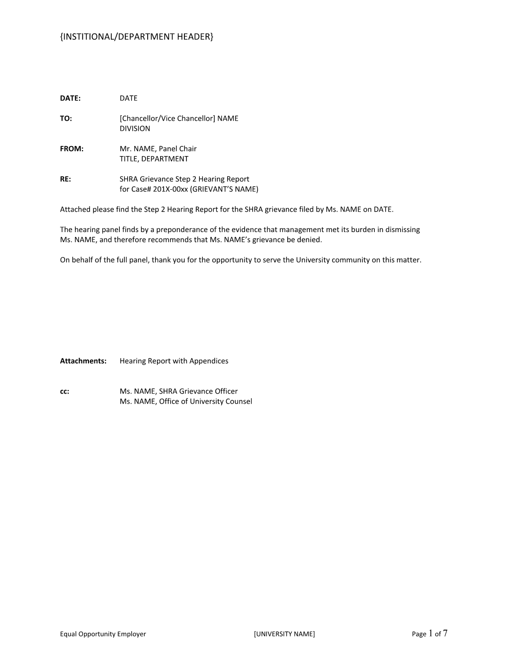 Sample Blank Grievance Panel Report CP Edits (U0014061;1)