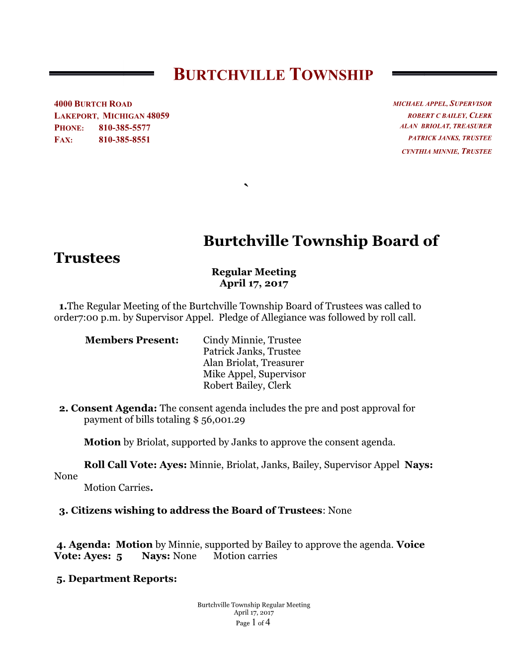 Burtchville Township Board of Trustees