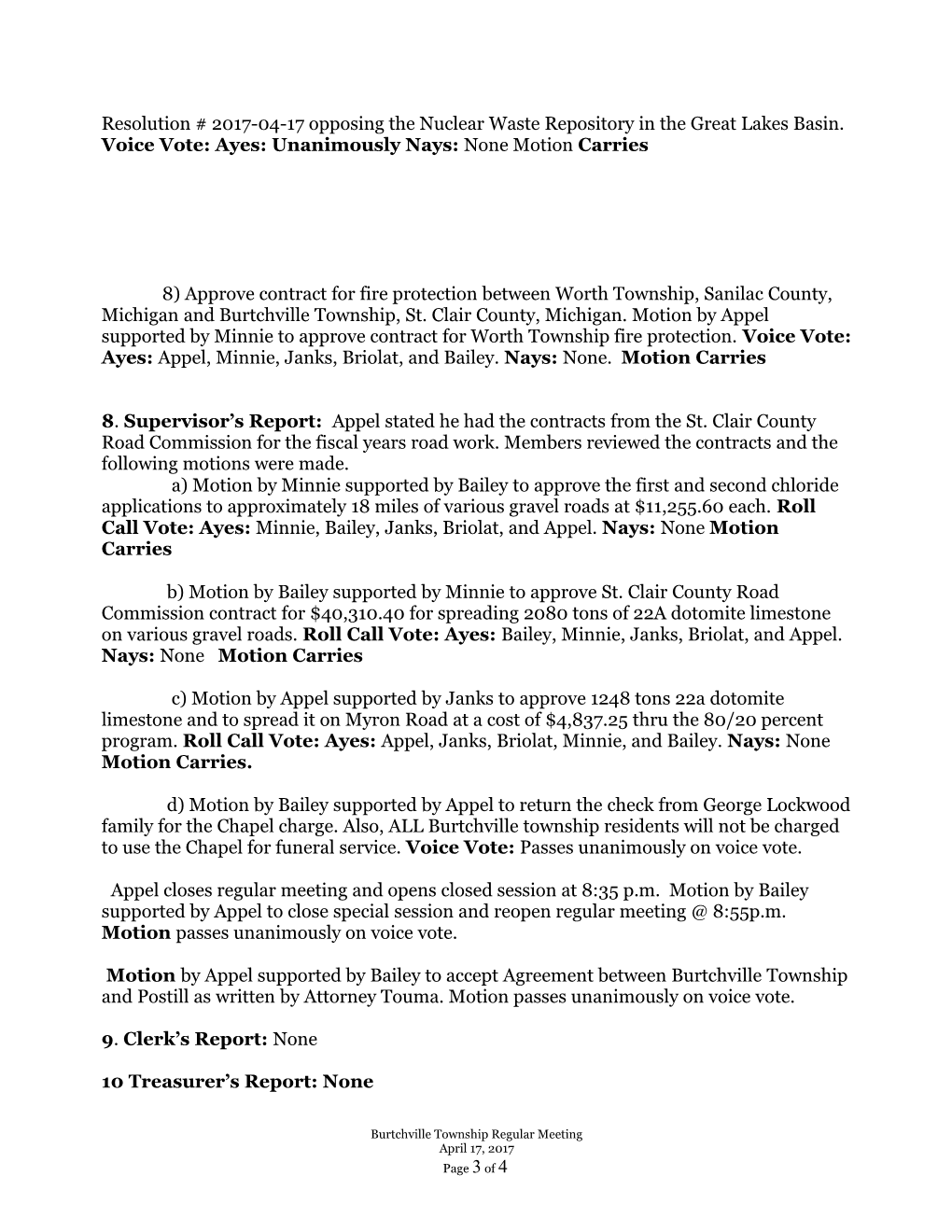 Burtchville Township Board of Trustees