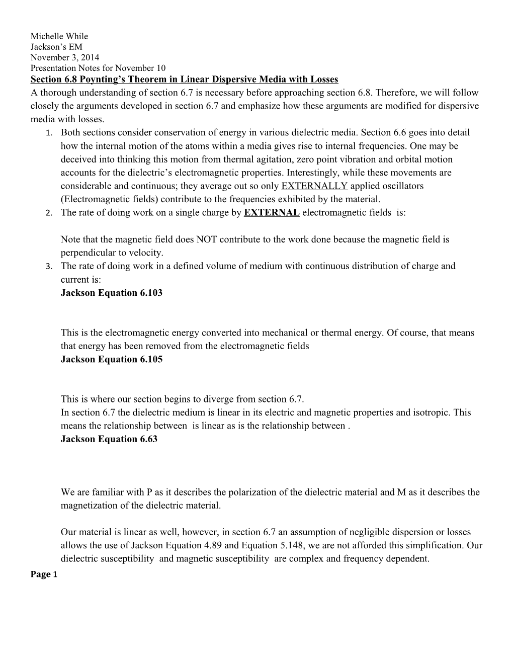 Section 6.8 Poynting S Theorem in Linear Dispersive Media with Losses