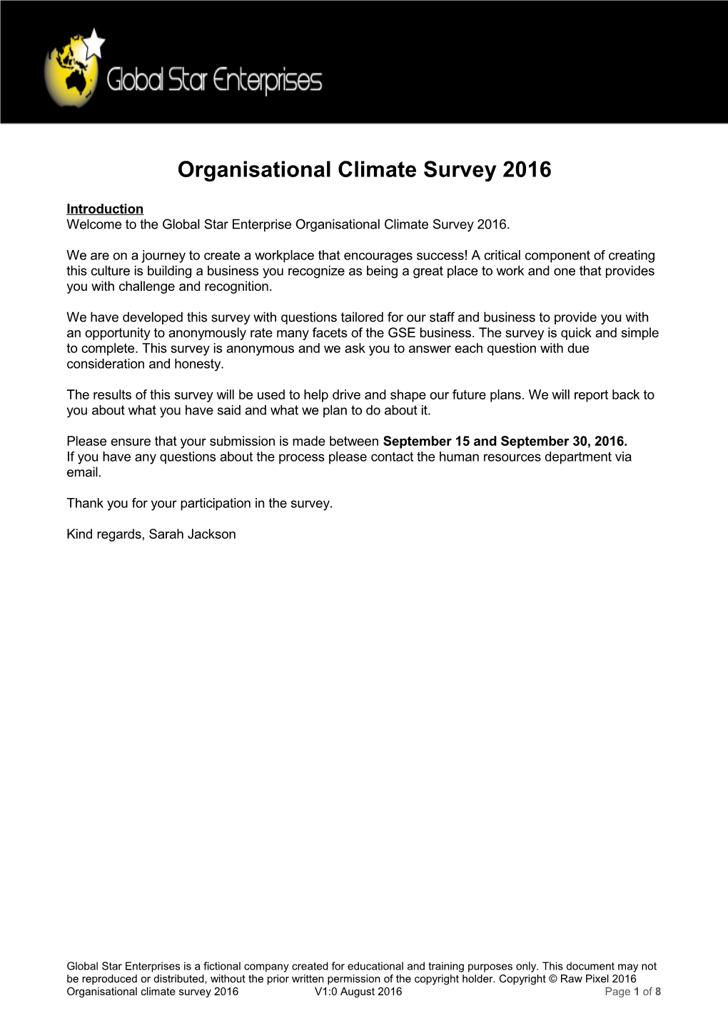 Organisational Climate Survey 2016