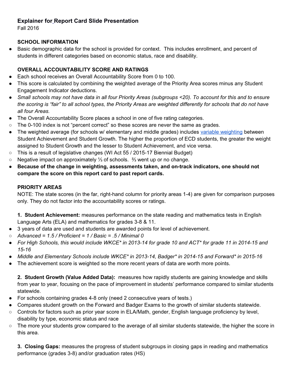 Explainer for Report Card Slide Presentation