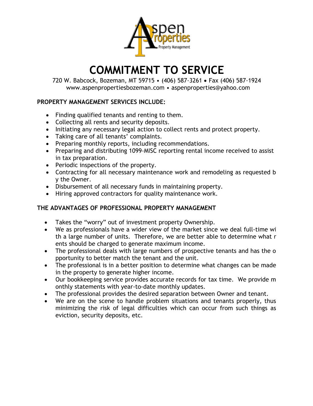 Commitment to Service