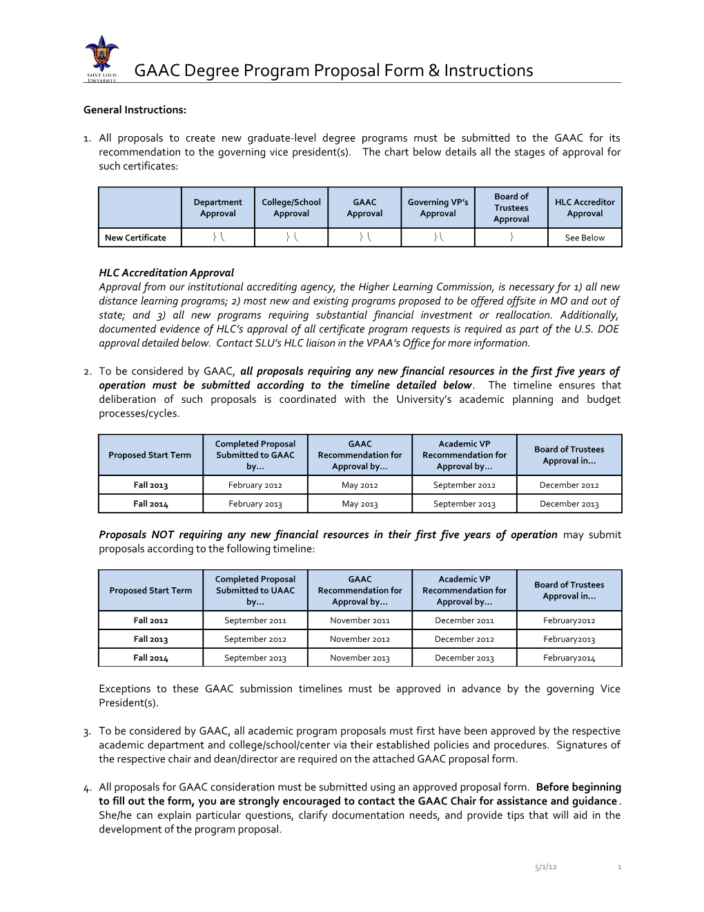 GAAC Degree Program Proposal Form & Instructions