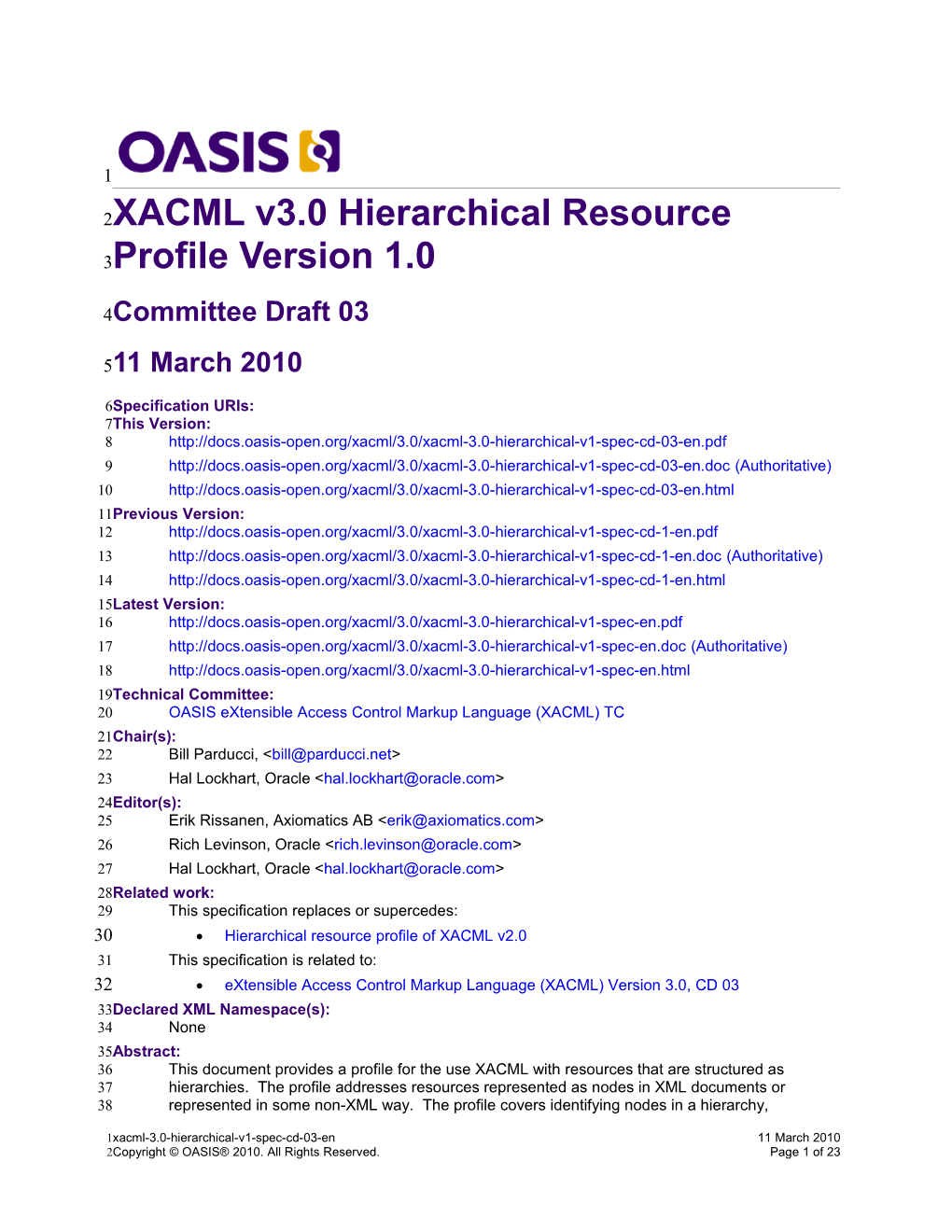 OASIS Specification Template s18