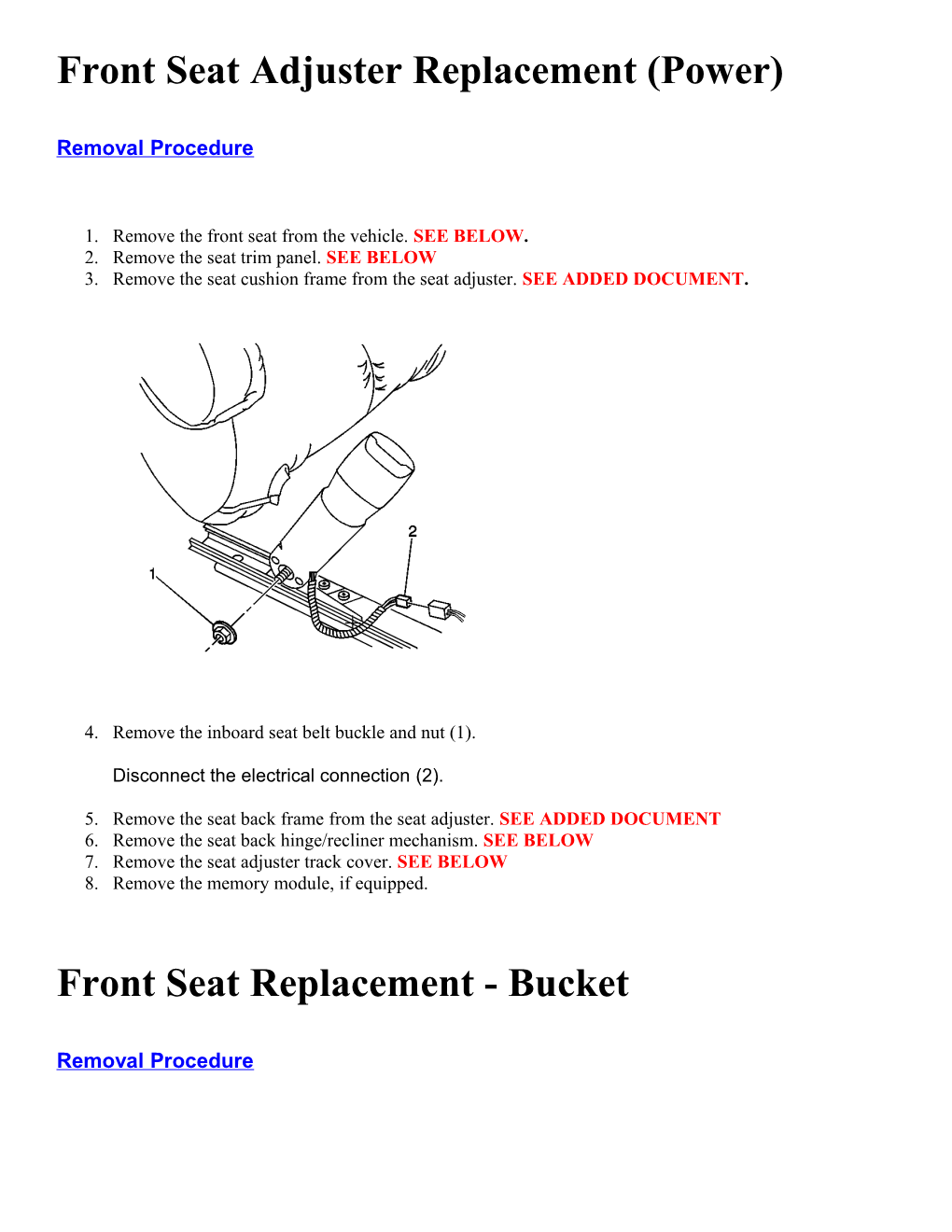 Front Seat Adjuster Replacement (Power)