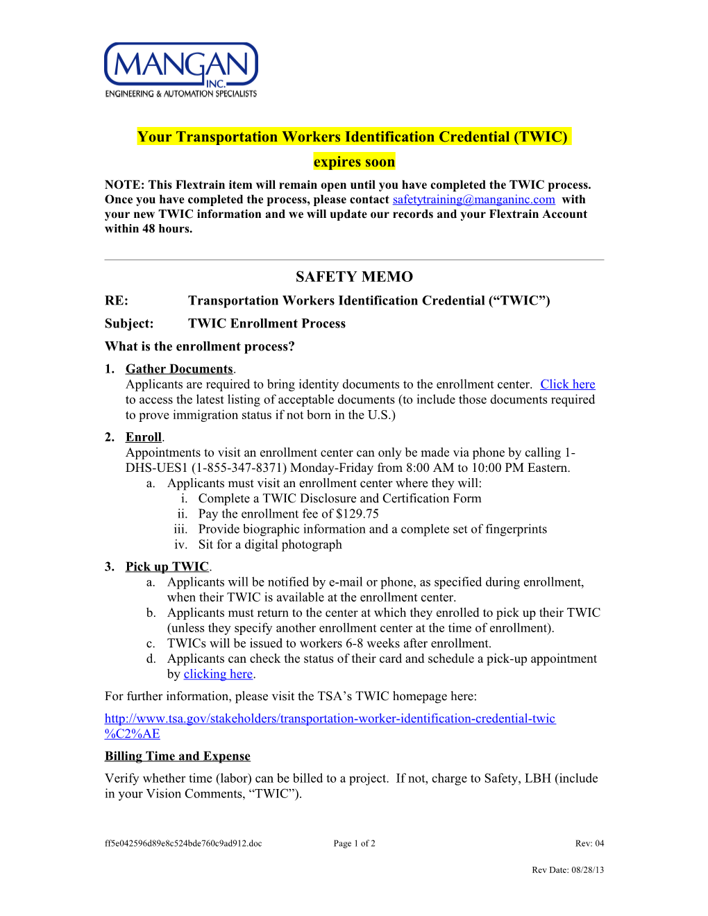 Transportation Workers Identification Credentials