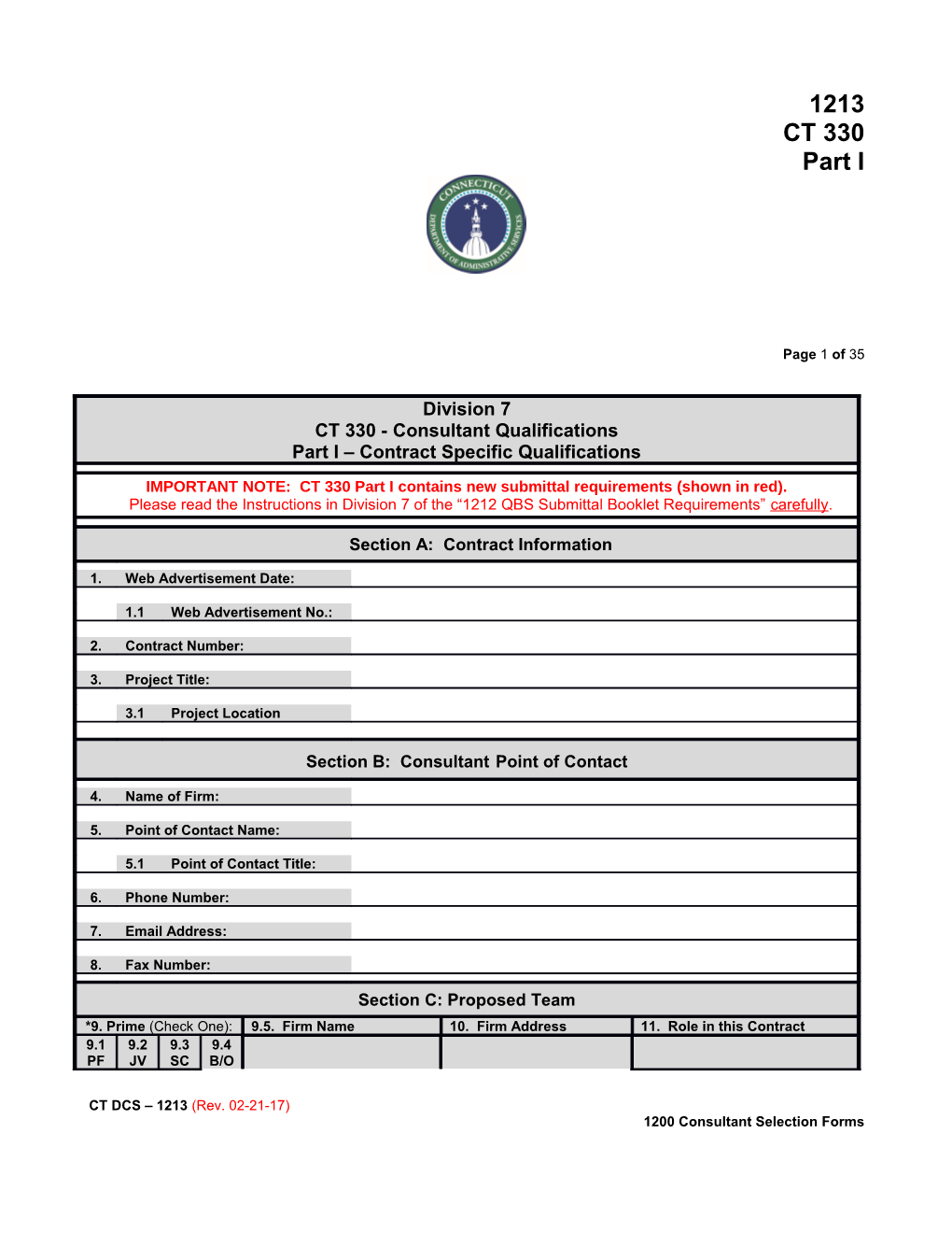 Section E: Resumes for Key Personnel Proposed for the Contract